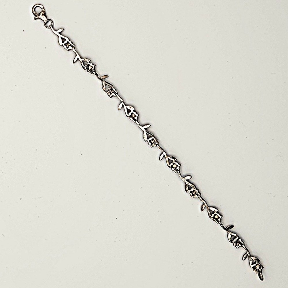 925 Silver Floral Bracelet - Picture 3 of 8